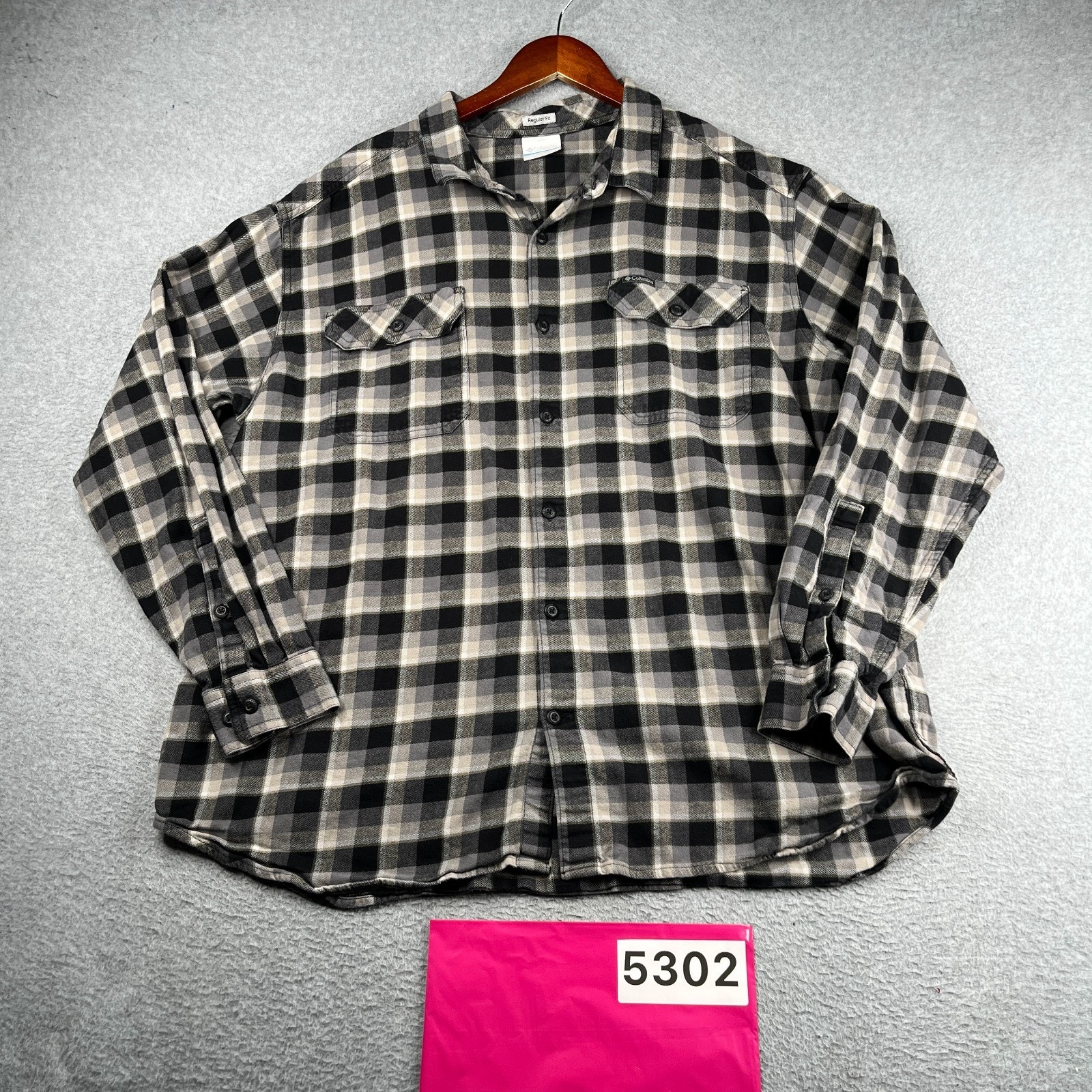 Columbia Flannel Shirt Black Plaud Casual Buttons Button Up Long Sleeve Mens 2xl